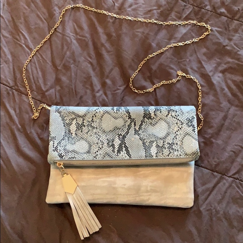 Cross body snack skin bag or clutch